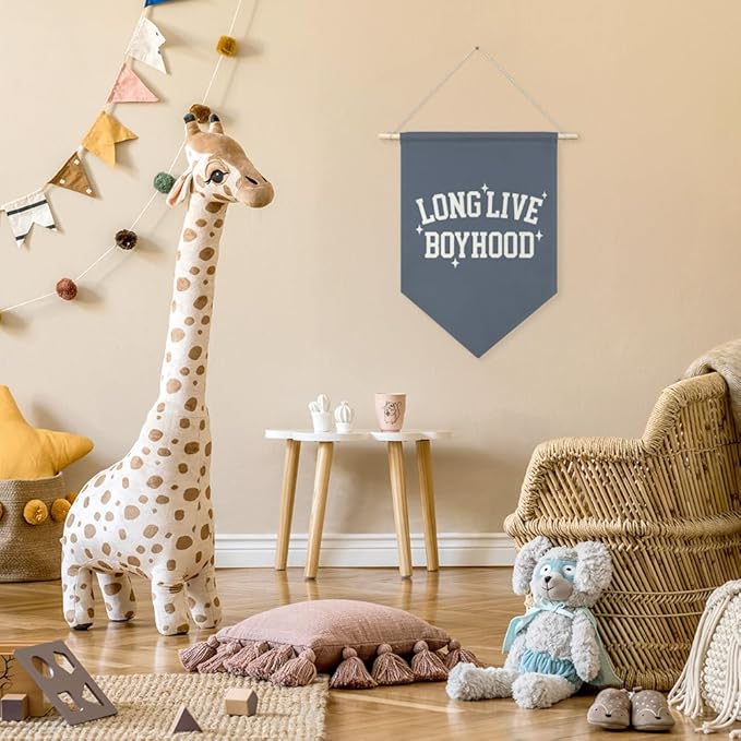 AGMDESIGN Long Live Boyhood Canvas Hanging Pennant Flag Banner, Kids Room Decor Flag, Boy Room Home Decor, Boy Nursery Decor, Kids Playroom Essentials, Birthday Christmas Gifts for Boys