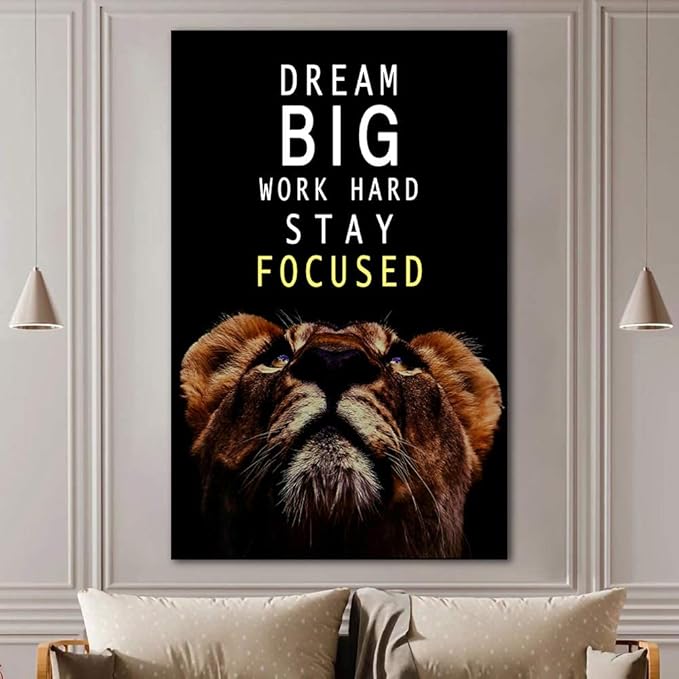 AMART SUN Dream Big and Work Hard • Motivational Print Canvas Wall Art • Inspirational Poster Artwork Modern Home Decor For Home,Office,Gym,Classroom Wall Decor Framed Ready to Hang