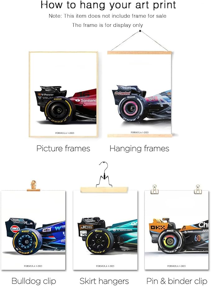 CSLGQGV Car Posters Classical Supercar Prints Vintage Racing Car Canvas Painting For Boys Room Pictures Wall Decor Living Room Aesthetics Bedroom Office (Unframed,8×10inch,6pcs)