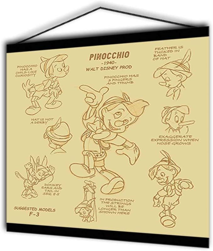 Open Road Brands Disney Pinocchio Hanging Canvas Banner - Nostalgic Pinocchio Wall Decor for Movie Room or Play Room