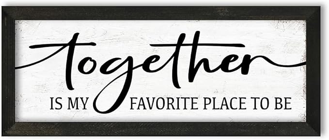 YPY Together Is My Favorite Place To Be - Rustic Wall Art Sign: Modern Abstract Letter Print, 6" x 14.5", Framed, Wall Mount, Living Room, Bedroom Decor