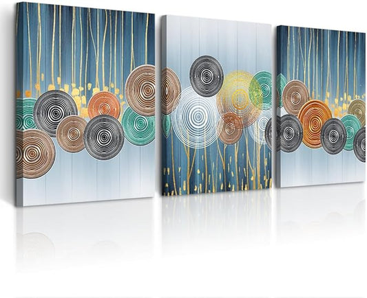 DZRWUBHS Abstract Canvas Wall Art - Large Artwork Set of 3 for Living Room, Office, Bedroom & Bathroom - Boho & Minimalist Decor