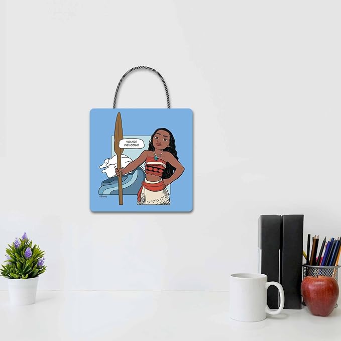 Disney Princess Moana You're Welcome Hanging Wood Wall Decor - Fun Moana Comic Strip Style Sign for Home