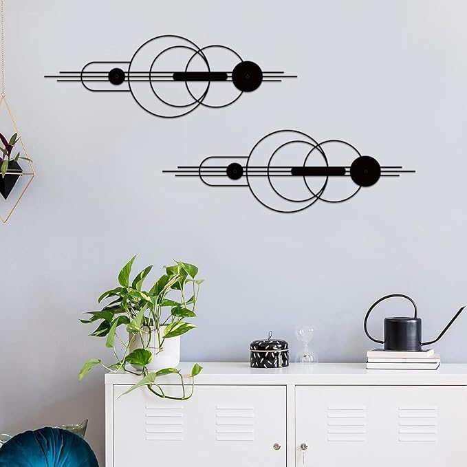 ruelen 2 Pcs Small Metal Abstract Wall Art, Modern Minimalist Wall Decor Single Line Art Metal Vertical Wall Decor Geometric Wall Hanging Sculptures for Home Bedroom Living Room, 39.37 x 12.8 Inch