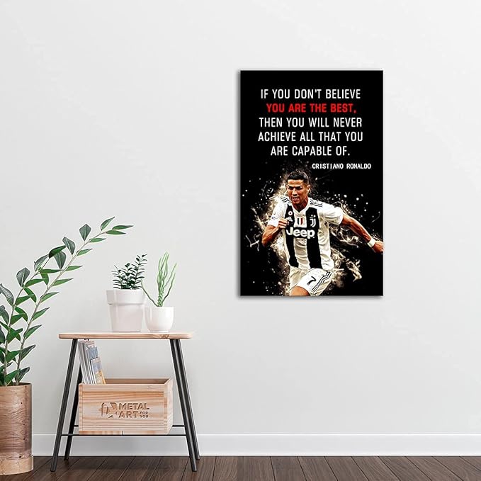 AMART SUN Football Sports Decor • Superstar Quote Poster Inspirational Canvas Wall Art • Motivational Artwork Modern Home Decor For Home,Office,Gym,Classroom Wall Decor Framed Ready to Hang
