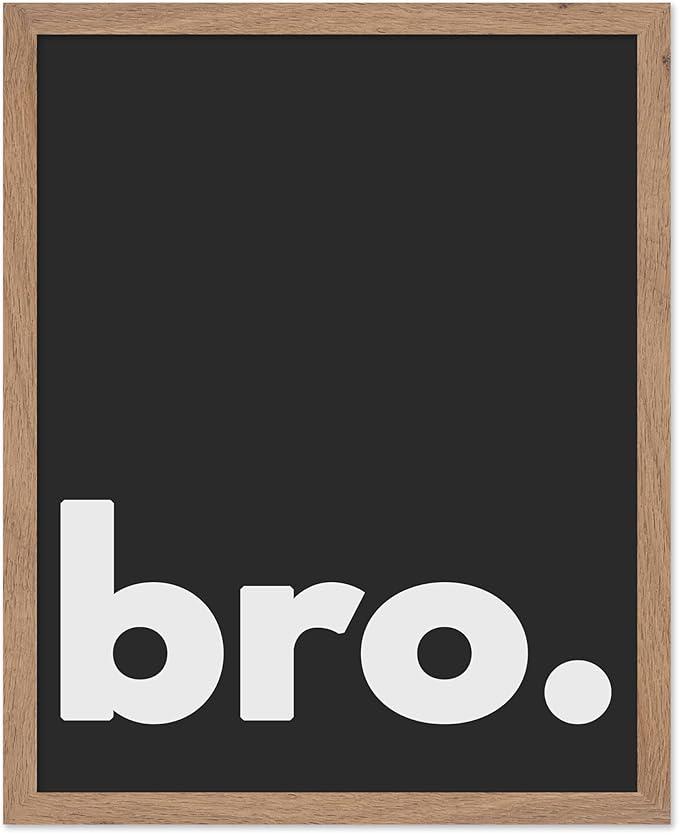 Poster Master Vintage Typography Poster - Retro Minimalist Print - Bro, Black and White, Simple, Plain - Gift for Friend, Boy, Men - Wall Decor for Bedroom, Dorm, Office, 11x14 Beige Framed