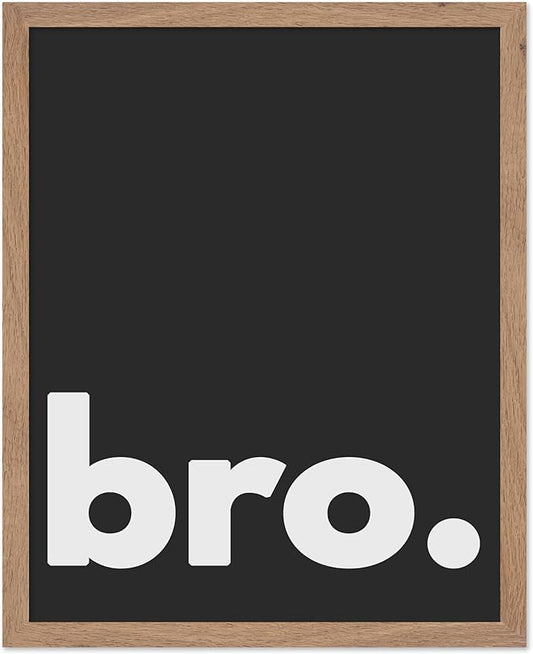 Poster Master Vintage Typography Poster - Retro Minimalist Print - Bro, Black and White, Simple, Plain - Gift for Friend, Boy, Men - Wall Decor for Bedroom, Dorm, Office, 11x14 Beige Framed
