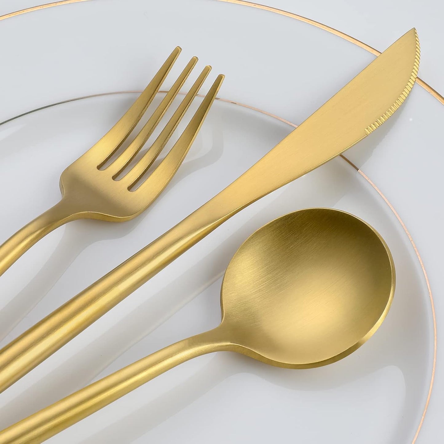 Matte Gold Silverware Set, OGORI 30-Piece Food Grade Stainless Steel Gold Flatware Set, Kitchen Utensil Set Service for 6, Tableware Cutlery Set for Home and Restaurant, Dishwasher Safe