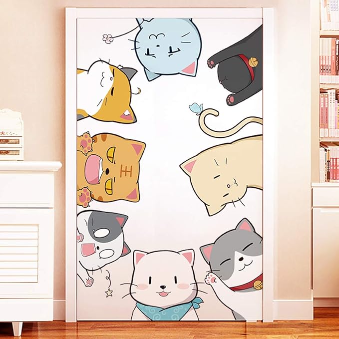 Cat Wall Stickers Decals, Cat Wall Decor Window Clings for Classroom, Cute Kitty Stickers Decor for Bedroom Anime Animals Peel and Stick Wall Decal for Kids Room