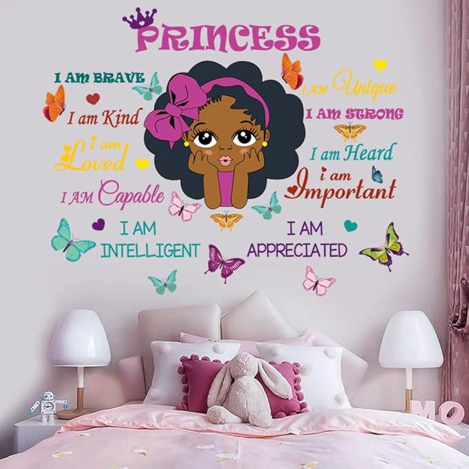 Black Girl Magic Inspirational Wall Quotes I Am Special Motivational Saying African American Wall Sticker for Nursery Baby Toddler Room Afro Kid Bedroom Playroom Wall Decoration Home Decor