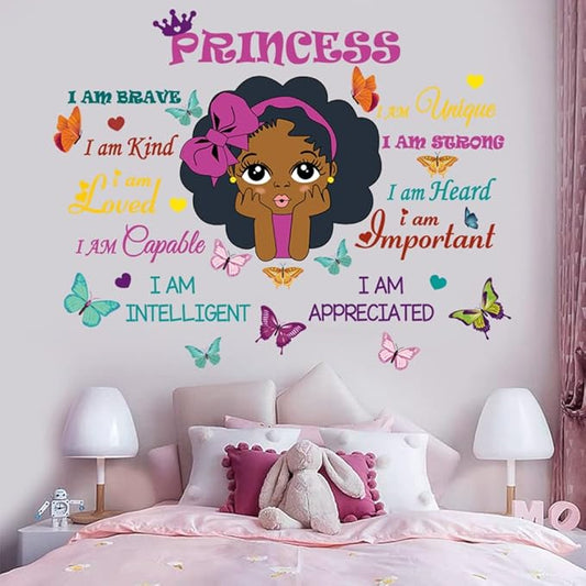 Black Girl Magic Inspirational Wall Quotes I Am Special Motivational Saying African American Wall Sticker for Nursery Baby Toddler Room Afro Kid Bedroom Playroom Wall Decoration Home Decor
