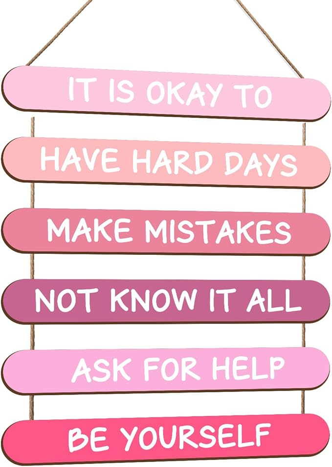 Mental Health Wooden Wall Decor, Inspirational Hanging Wall Art with Positive Affirmations, Office and Home Decor,Ideal Gifts for Therapists, Counselors, Students, Motivational Wall Plaque