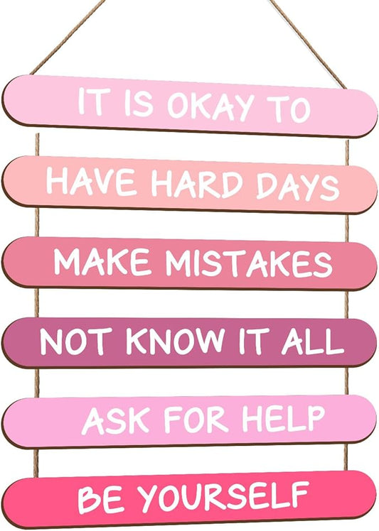 Mental Health Wooden Wall Decor, Inspirational Hanging Wall Art with Positive Affirmations, Office and Home Decor,Ideal Gifts for Therapists, Counselors, Students, Motivational Wall Plaque