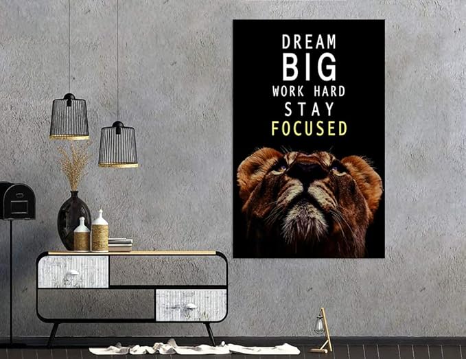 AMART SUN Dream Big and Work Hard • Motivational Print Canvas Wall Art • Inspirational Poster Artwork Modern Home Decor For Home,Office,Gym,Classroom Wall Decor Framed Ready to Hang