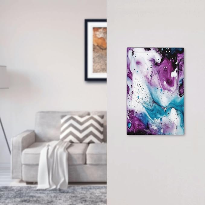 Light Switch Cover Plate Purple Blue Swirl Marble Tiles 1 Gang No Device Blank Electrical Wall Plates Faceplate Decorative Switch Plate For Bed Room Living Room Decor