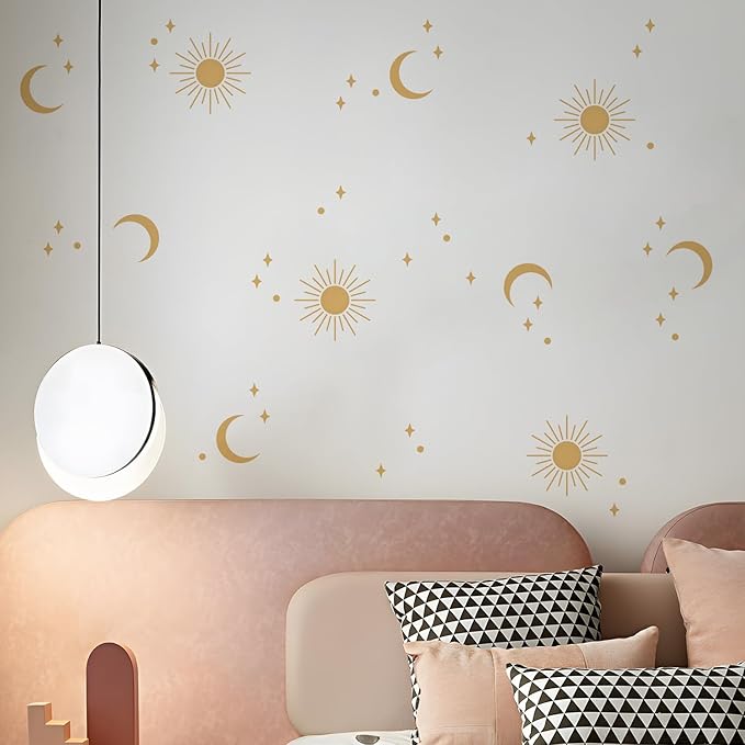 QUCHENG Boho Wall Stickers Girls Bedroom Removable Wall Decals Nursery Kids Room Decor Vinyl Murals DIY Cute Decorations 6 Sheets