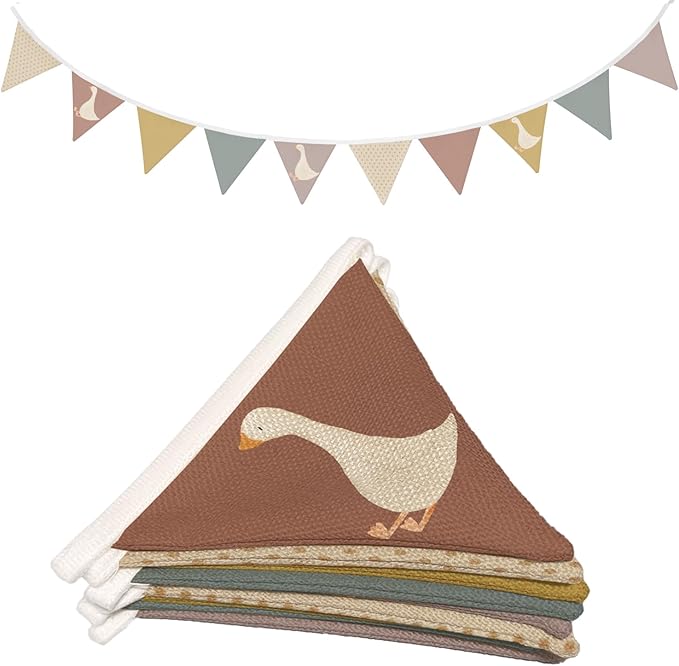 Lacama Goose Birthday Part Decorations，Baby Girls Boys Kids Room Decor, Funny Geese Triangle Bunting Banners for Farm Animal Baby Shower First Birthday Party Decorations，Kidroom