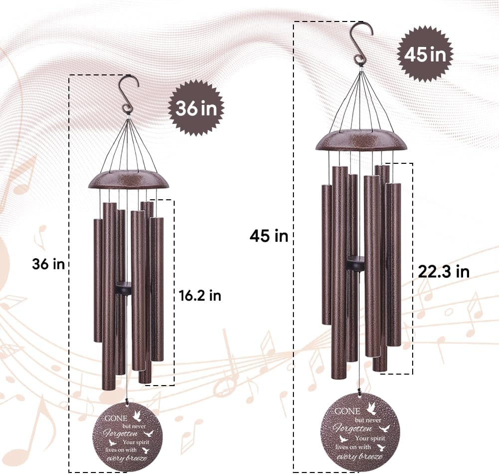 Personalized Sympathy Wind Chime, Memorial Wind Chimes in Memory of a Loved One Gift, Memorial Gifts Wind Chimes for Outside Patio Home or Garden Decor