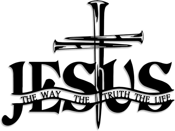 Cross Jesus Truth Metal Wall Decor - Religious Spiritual Faith Room Decor Black Wall Art Home Decor for Living Room, Bathroom, Bedroom, Dining Room, Church (Black)