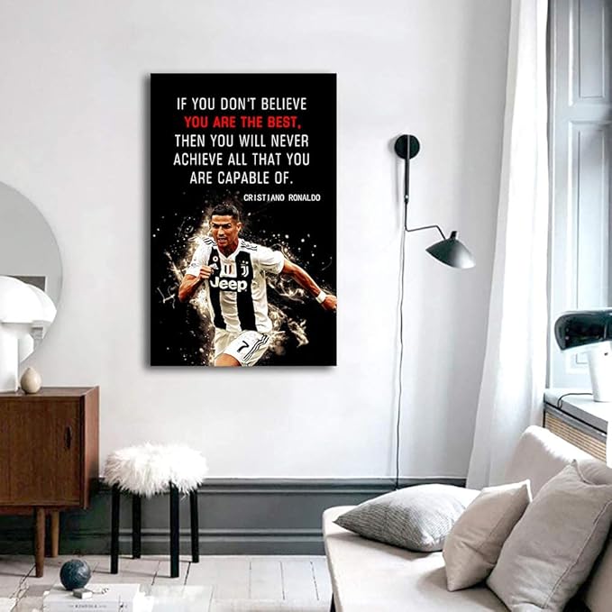 AMART SUN Football Sports Decor • Superstar Quote Poster Inspirational Canvas Wall Art • Motivational Artwork Modern Home Decor For Home,Office,Gym,Classroom Wall Decor Framed Ready to Hang