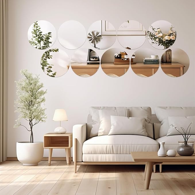 16pcs Round Mirror Centerpieces for Tables Decorations Acrylic Circle Wall Mirror Mirror for DIY Craft Candle Plate Trays for Wedding Birthday PartyTable Christmas Decor (12inch,8inch)