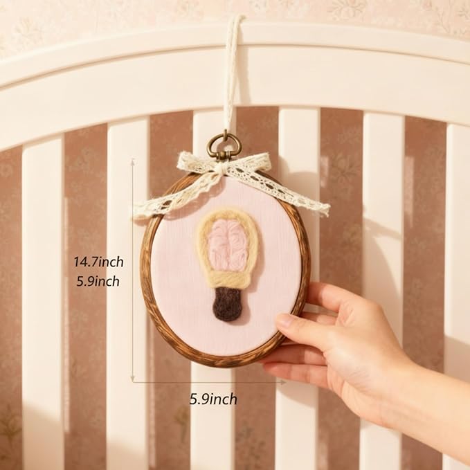 Soulchen Felted Hot Air Balloon Nursery Wall Decor 5 x 6 Inch Cute Bobo Wall Art Decorative Artwork for Nursery Bathroom Living Room Baby Room Bedroom Farmhouse Decoration