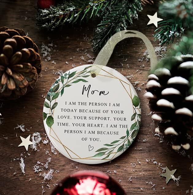 Mom Ornaments 2025 Mother Mother's Day Ornament Mom Christmas Ornamentfrom Son&Daughter Forever Best Ever Gift Mother's Birthday Double-Sided Printing Ceramic(2.9")