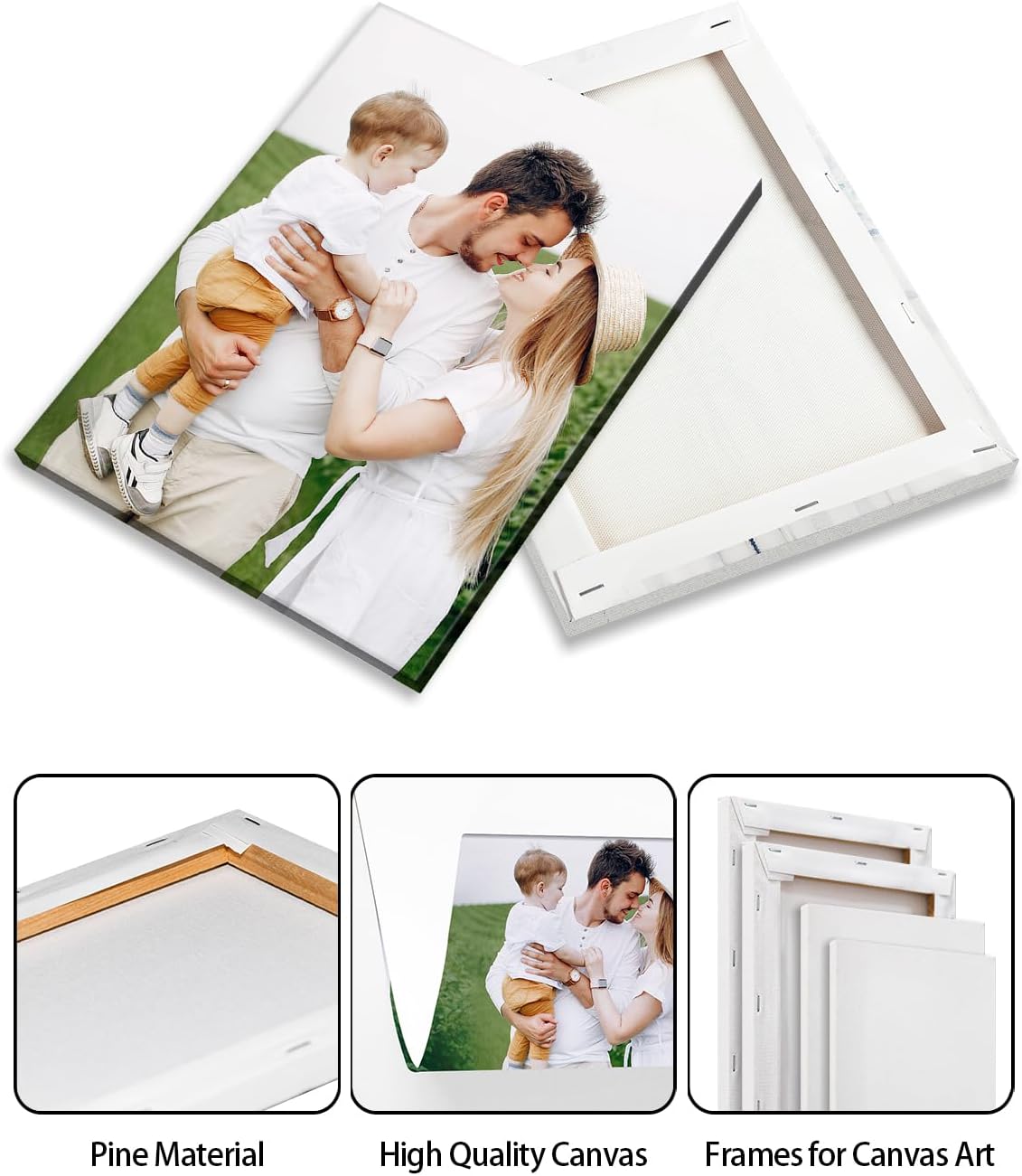 Personalized Custom Canvas Wall Art, Custom Canvas Prints with Your Photos for Living Room, Bedroom, Wedding Pet Baby Family Photo Framed Wall Art, Customized Photo Gift for Family，Friend，Lover，Pet (24L" x 36W")