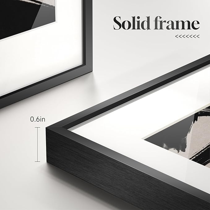 Framed Black and White Abstract Wall Art, 6 Pieces Modern Prints Paintings Artwork for Walls, Minimalist Abstract Pictures for Living Room Bedroom Dining Room Office Bathroom Wall Decor 11x14 Inch