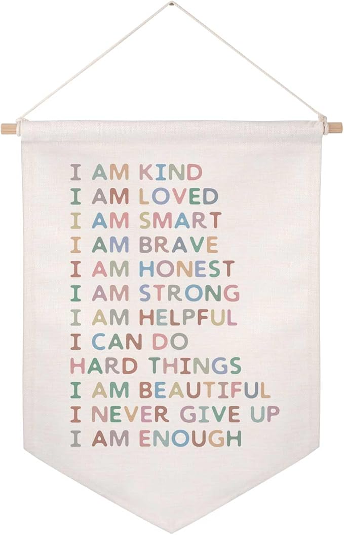 Affirmations for Kids, Classroom Hanging Banner, I Am Affirmations, Classroom Canvas Banner, Playroom Poster, Affirmations Poster, Homeschool Decor, I Am Kind Smart Loved, Classroom Wall Hanging Decor