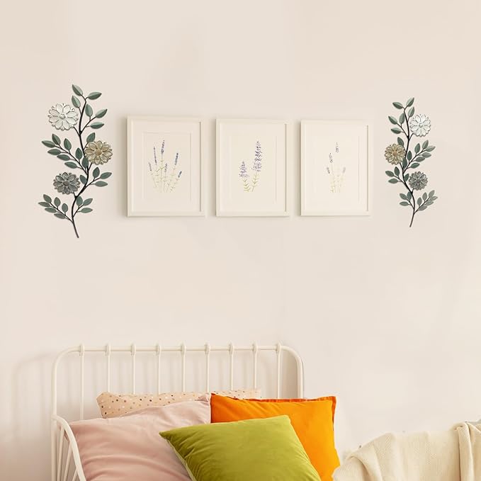 MorningRo 2 Pcs Metal Wall Art, Vintage Leaf Wall Decor, 15.75 Inch, Indoor/Outdoor, Rustic Wall Decor for Home Office, Living Room, Bedroom