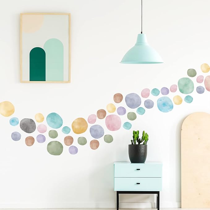 Epakh 296 Pcs Polka Dots Wall Decal Boho Rainbow Kids Playroom Wall Decor Gifts, Colorful Nursery Room Bedroom Classroom Watercolor Decal Art, Peel and Stick Modern Decor Sticker(Fresh Colors)