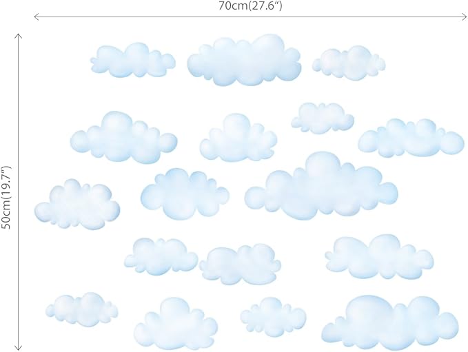 DECOWALL Small Clouds Wall Decals for Kids – Peel and Stick Removable Cloud Stickers for Nursery, Bedroom & Living Room – Soft Neutral Sky Wall Decor for Baby Room, Playroom, Modern Home (DS4-8030)