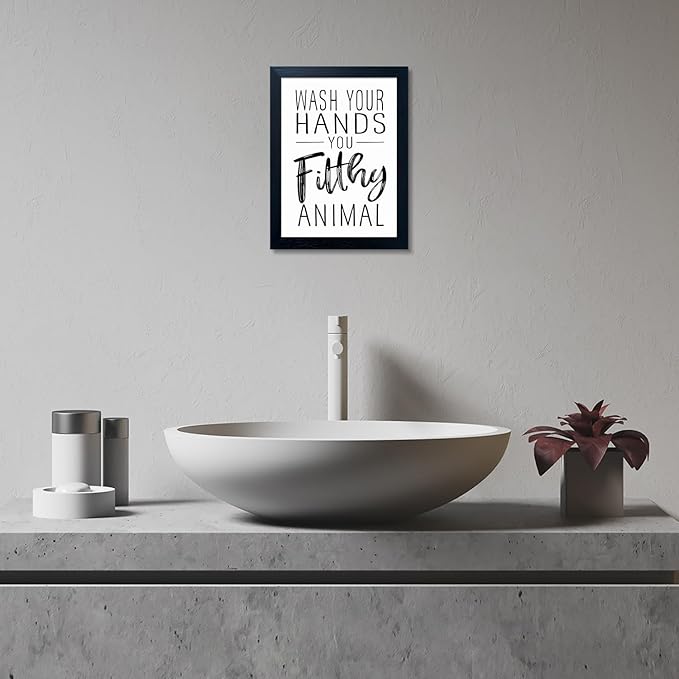Black and White Bathroom Decor Art Bathroom Decor Signs Small Black Framed Canvas Toilet Art Kid's Washroom Artwork Print