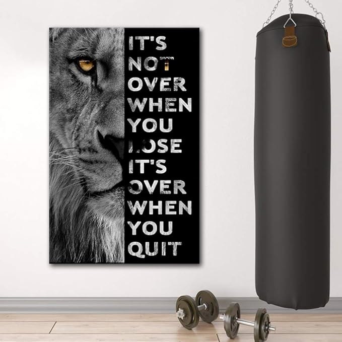 Never Give Up Motivational Print Canvas Wall Art • Success Printing Gallery Wrap • Inspirational Poster Artwork Modern Home Decor For Home,Office,Gym,Classroom Wall Decor Framed Ready to Hang