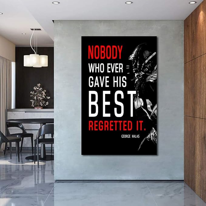 Football League Sports Decor • Superstar Quote Inspirational Poster Canvas Wall Art • Success • Motivational Artwork Modern Home Decor For Home,Office,Gym,Classroom Wall Decor Framed Ready to Hang