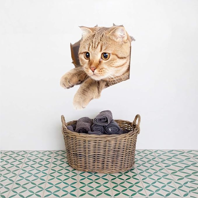 11PCS New 3D Removable Cartoon Animal Cats Large Wall Stickers, Easy to Peel Easy to Stick Safe on Painted Walls Cute Cat Decor Posters for Nursery Room Toilet Kitchen Offices