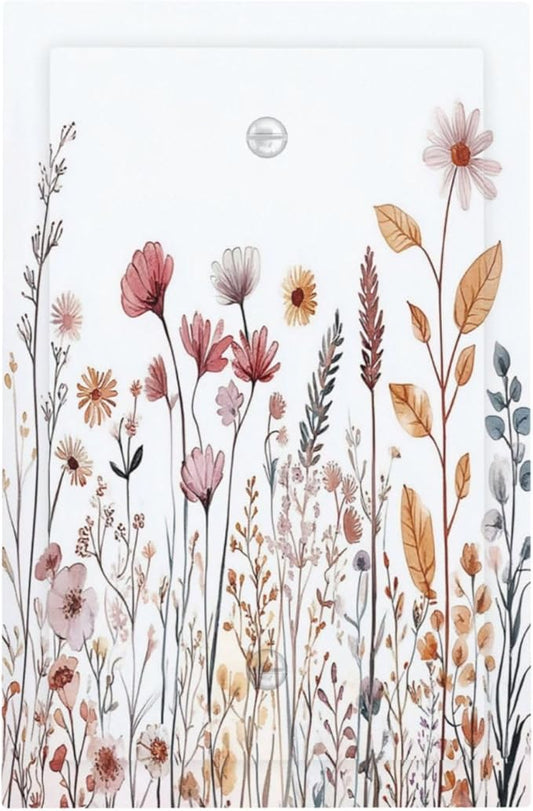Light Switch Cover Plate Spring Floral Pink Wildflower Leaves Plants 1 Gang No Device Blank Electrical Wall Plates Faceplate Decorative Switch Plate For Home Bed Room Decor