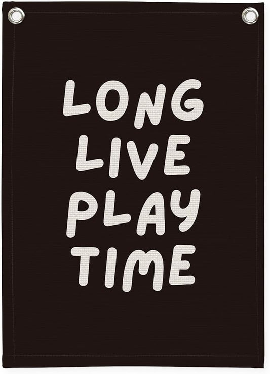 Playroom Decor,Play Room Wall Decor, Long Live Playtime Linen Banner,Baby Nursery Decor Wall Hanging Flag for Bedroom Playroom Classroom Kids Rroom 18x25 Inch