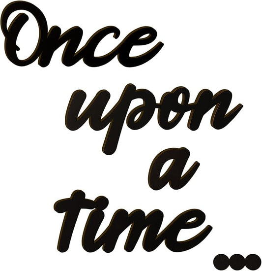 Once Upon a Time Sign Nursery Decor Black Once Upon a Time Wood Sign Wall Decor for Reading Corner Kids Room Family Bookshelf Home Décor Birthday Present DIY Decoration (Black, Medium)