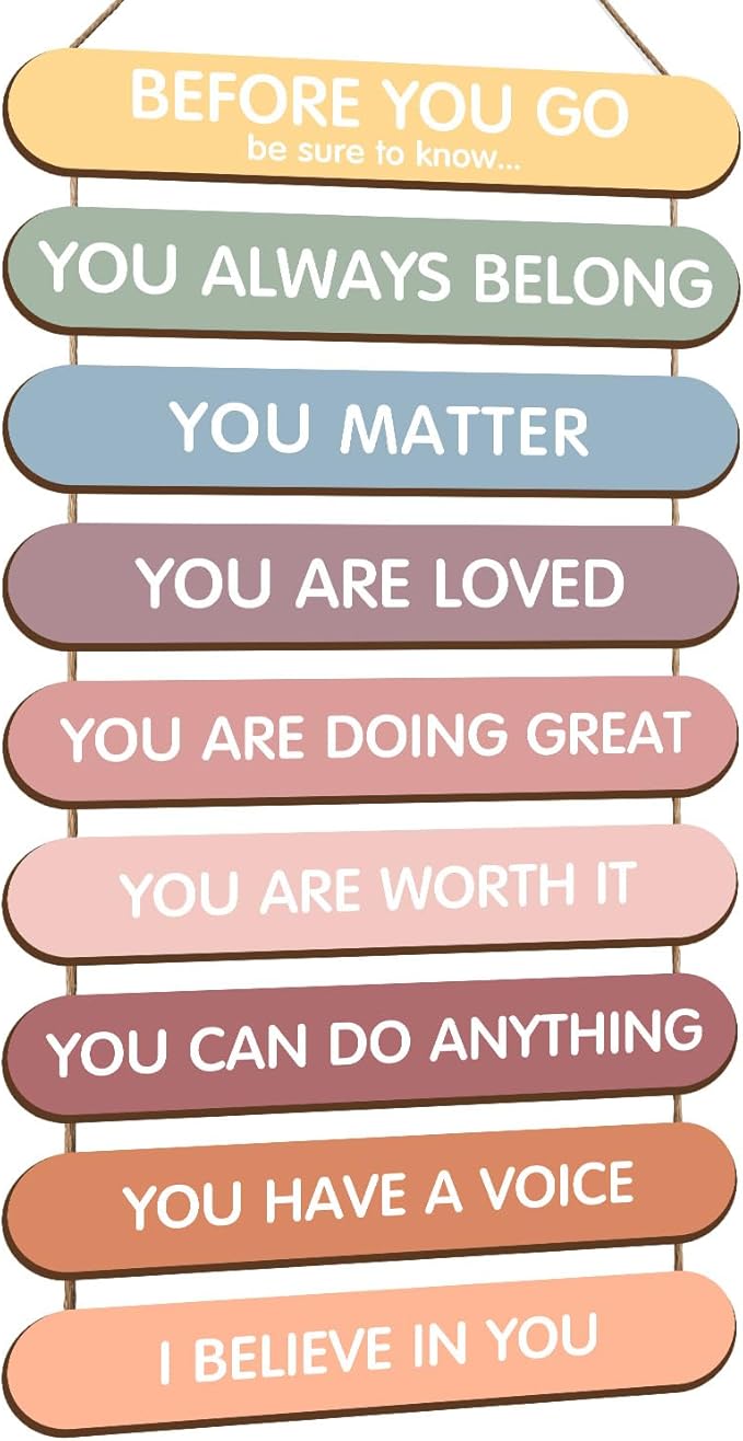 Mental Health Reminders Wall Art Decor,Positive Affirmations Wooden Hanging Sign,Motivational Quotes Therapy Office Decor,Inspirational Gifts for Teachers Students Counselors 9 Plaques