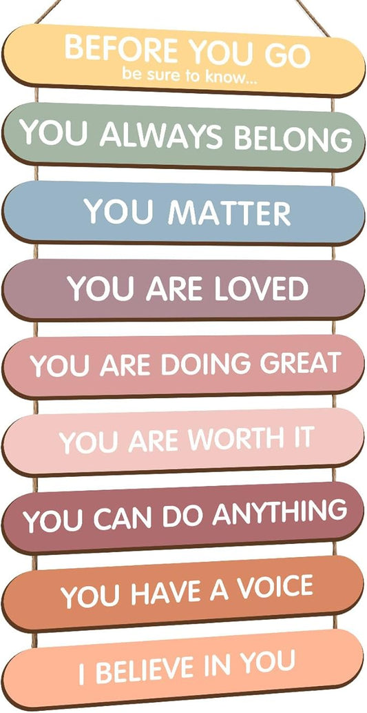 Mental Health Reminders Wall Art Decor,Positive Affirmations Wooden Hanging Sign,Motivational Quotes Therapy Office Decor,Inspirational Gifts for Teachers Students Counselors 9 Plaques