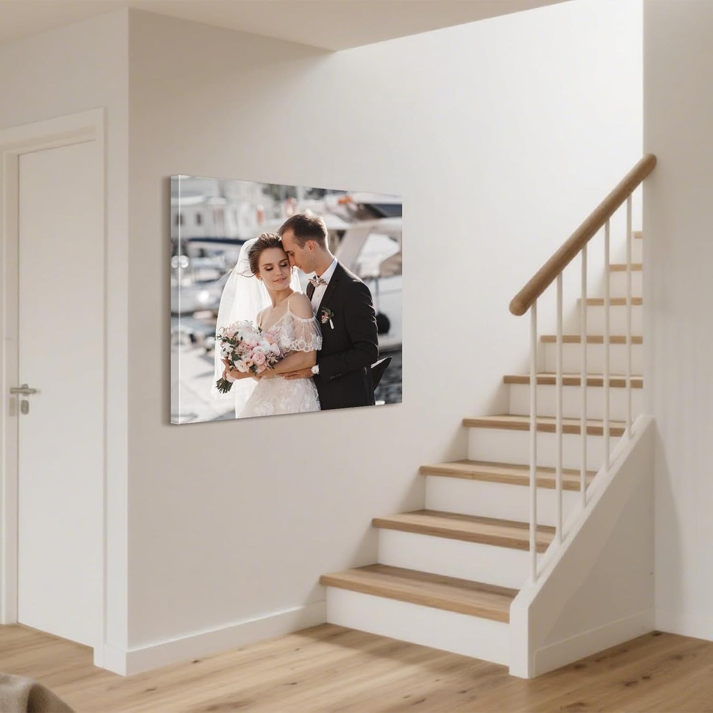 Personalized Custom Canvas Prints with Your Photos & Text, Customized Picture Print, Transform Own Images Into Framed Wall Art Digitally Printed Photo to Canvas, Keepsakes Gifts for Family 32x32’’
