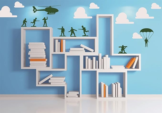 Army Men Wall Stickers Soldier Helicopter for Boy Kids Bedroom Decal Home Decor