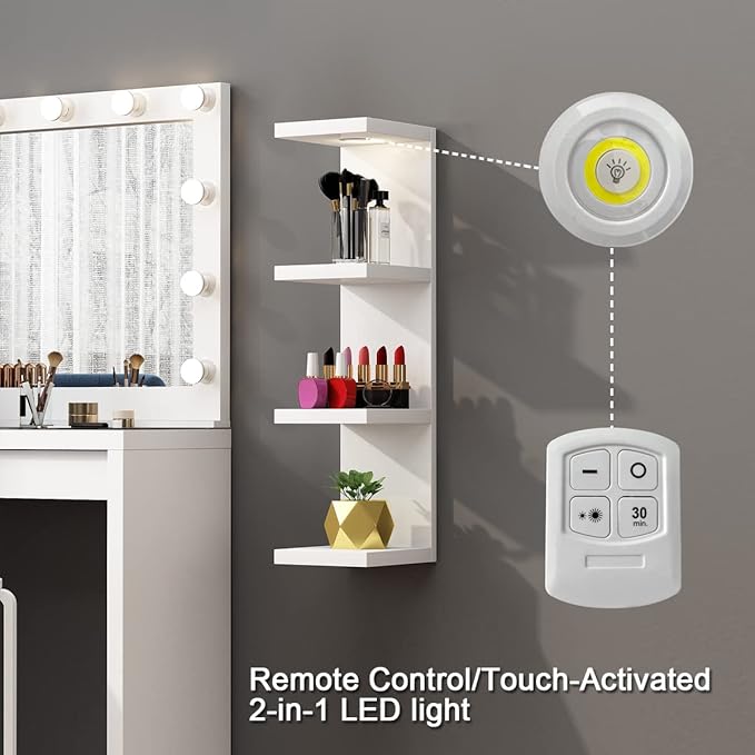 Versatile 4 Tier Wall Shelf Unit,White Lack Wall Shelf,Display Floating Shelf with LED Remote Control Light