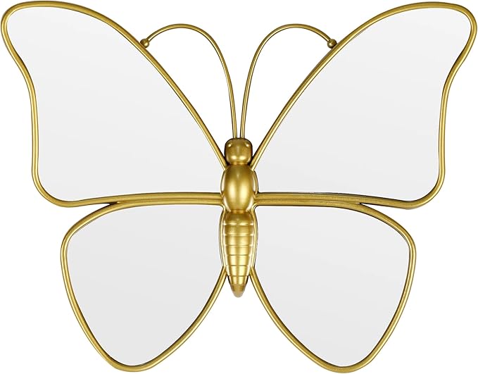 Decorative Butterfly Wall Mirror with Gold Plastic Frame (14.5x11.8inch)