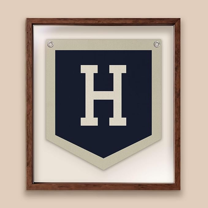 Lacama Toddler Boys Room Decor，Name Pennant Flag Banner, Vintage Baby Boy Nursery Wall Art for Toddler Bedroom Playroom Kidsroom，Baby Boy Christmas Gifts，Initial Monogram H 12x14 in