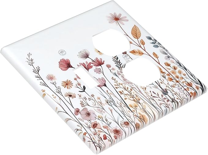 Wallplates Spring Floral Pink Wildflower Leaves Plants 1 Toggle 1 Duplex Switch Plate Electrical Gfci Faceplate Decorative Light Switch Covers For Home Bed Room Decor