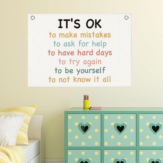 Positive Affirmations Wall Hanging Banner Flag Inspirational Decor for Office Toddler Playroom Nursery Toy Room Trendy Room Motivational Quotes