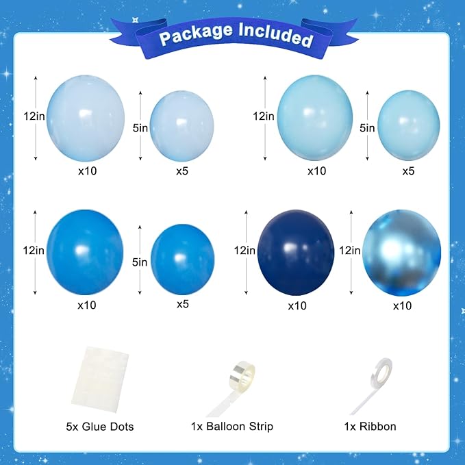 Navy Blue Birthday Decorations for Men Boys, Navy Blue Macaron Light Metallic Blue Confetti Balloons Happy Birthday Banner Butterfly Fringe Curtains for 21st 25th 30th Birthday Decorations